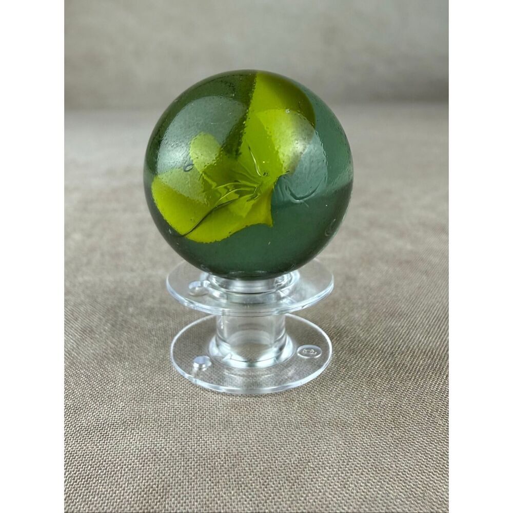 Vintage Vacor? Caged Cat Eye Marble Yellow Swirl Shooter